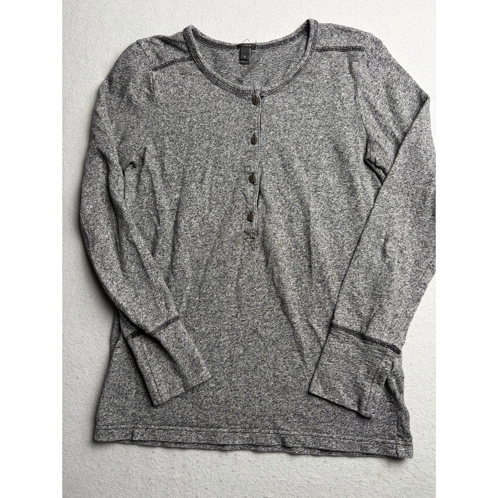 J.Crew Womens Small Gray Marled Henley Shirt Long Sleeve Cotton Tunic Casual